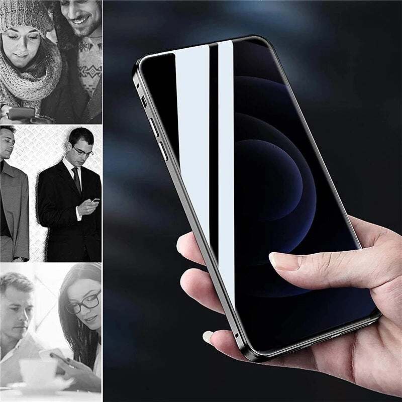 Anti Peeping Magnetic Double Privacy Metal Case for iPhone Black