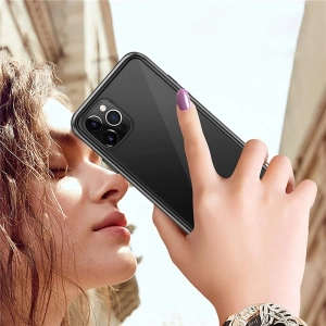 Anti Peeping Magnetic Double Privacy Metal Case for iPhone Black