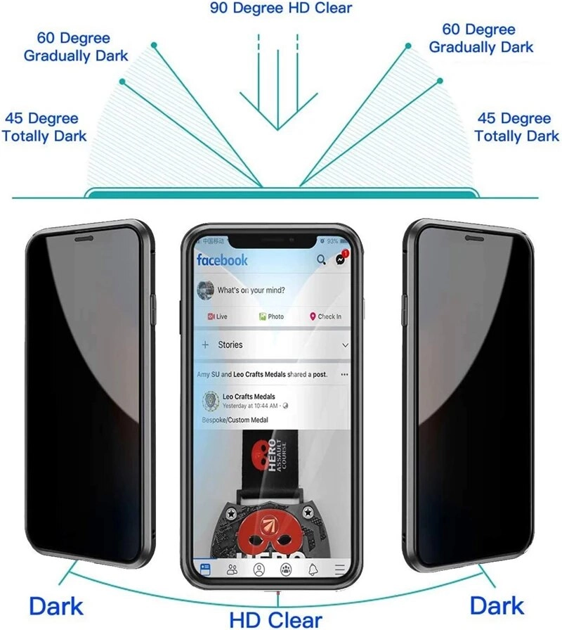Anti Peeping Magnetic Double Privacy Metal Case for iPhone Black
