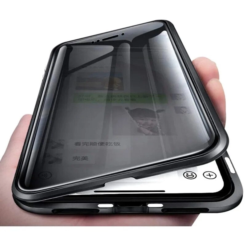 Anti Peeping Magnetic Double Privacy Metal Case for iPhone Black