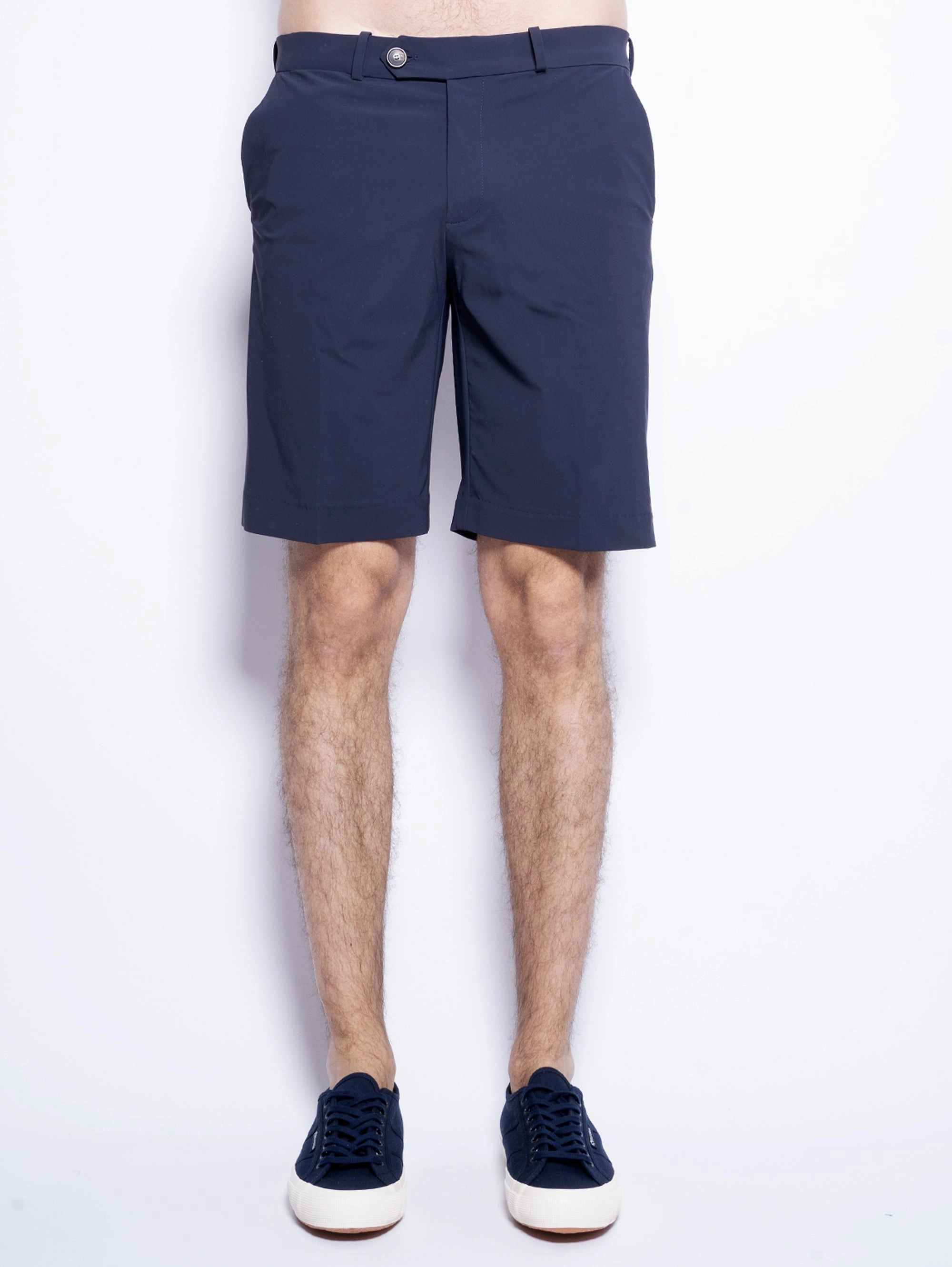 Bermuda shorts in blue stretch fabric