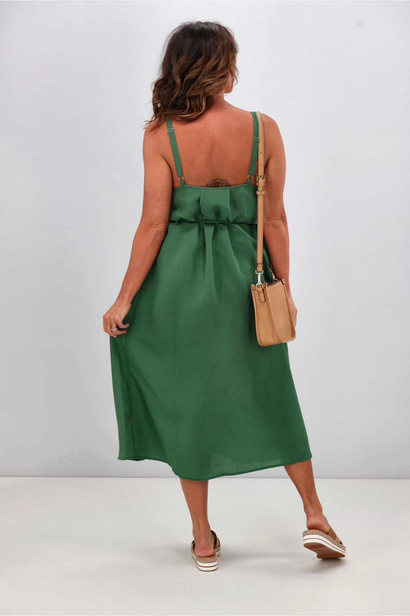 Gloss by Shine On Bodhi Shirred Top Dress Sage