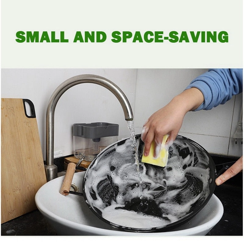Kitchen Tool Sponge Manual Press Cleaning Liquid Hand Soap Dispenser
