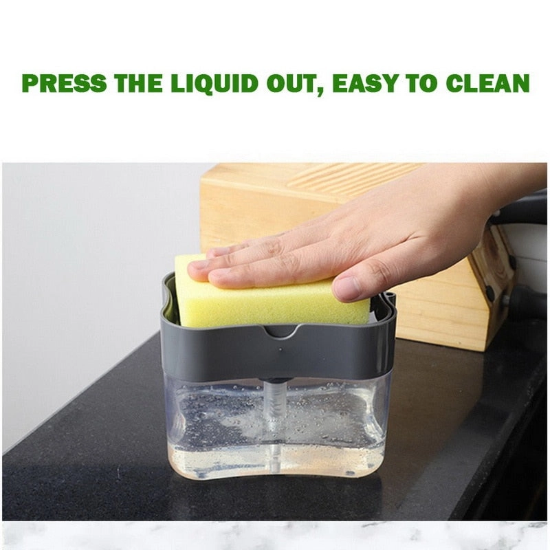 Kitchen Tool Sponge Manual Press Cleaning Liquid Hand Soap Dispenser