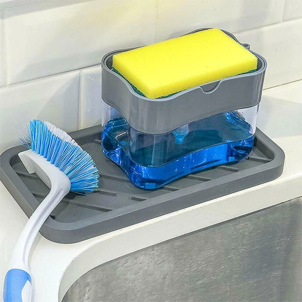 Kitchen Tool Sponge Manual Press Cleaning Liquid Hand Soap Dispenser