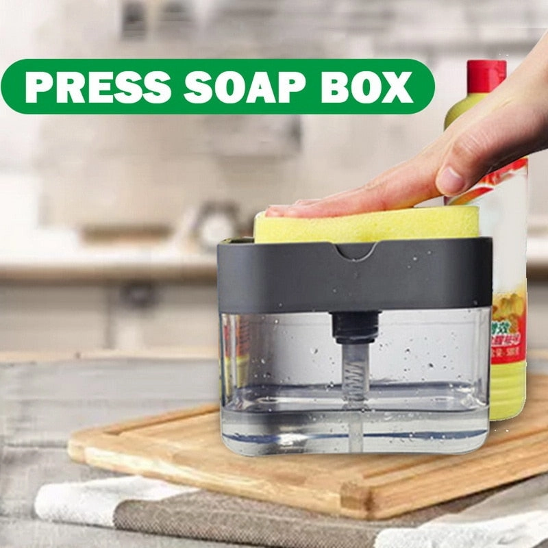 Kitchen Tool Sponge Manual Press Cleaning Liquid Hand Soap Dispenser