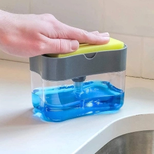 Kitchen Tool Sponge Manual Press Cleaning Liquid Hand Soap Dispenser