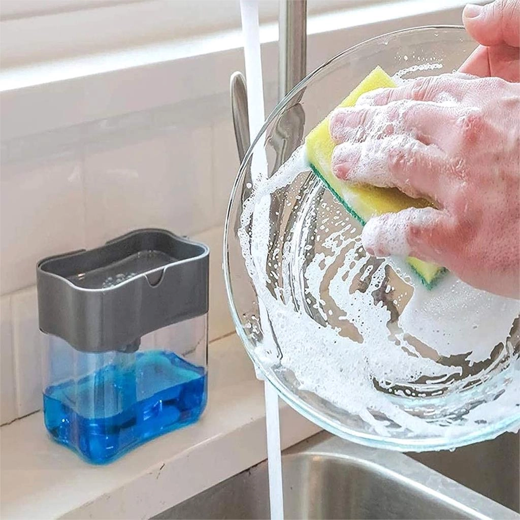 Kitchen Tool Sponge Manual Press Cleaning Liquid Hand Soap Dispenser