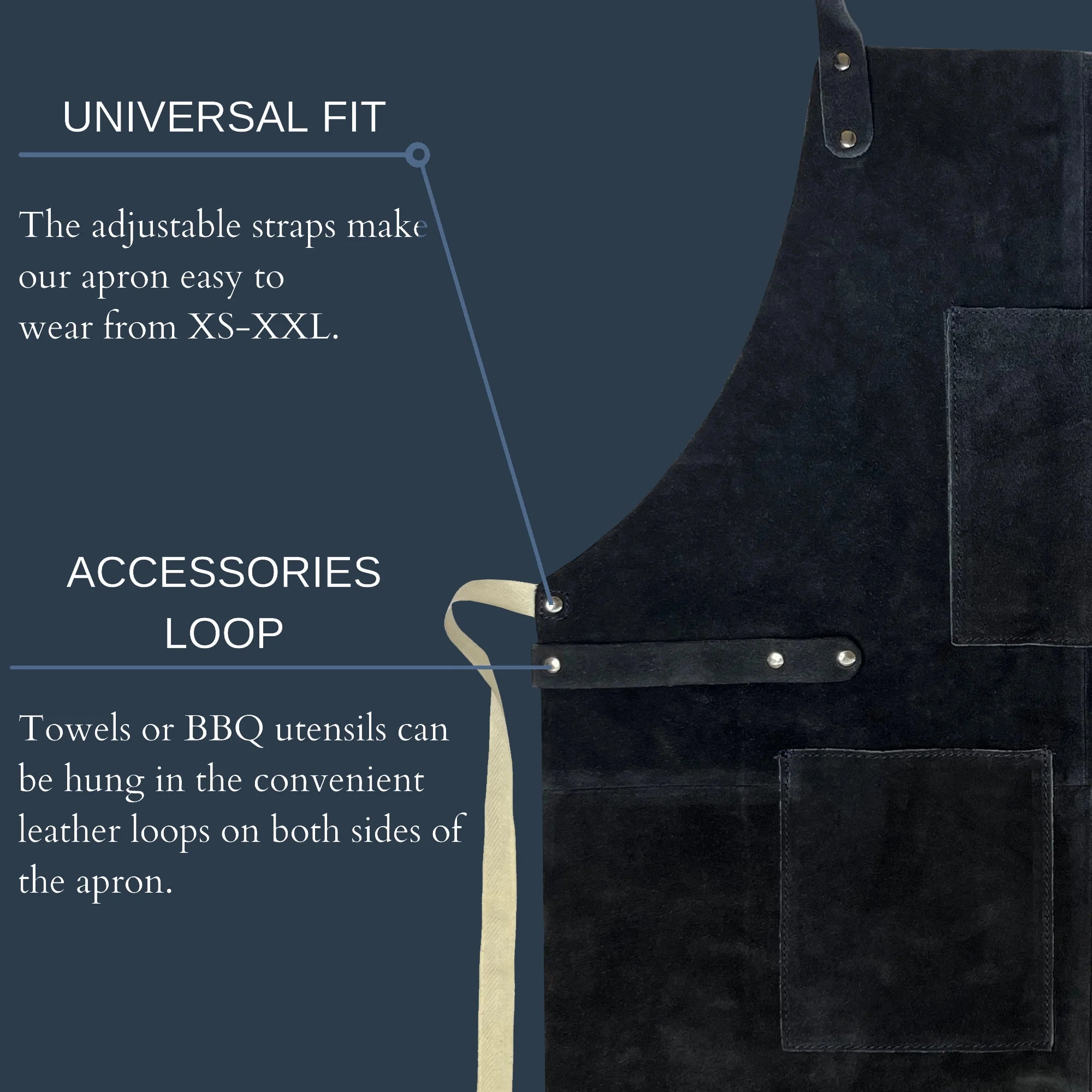 Kuche Leather Grill Work Apron Woodworking Shop Apron (Blue)