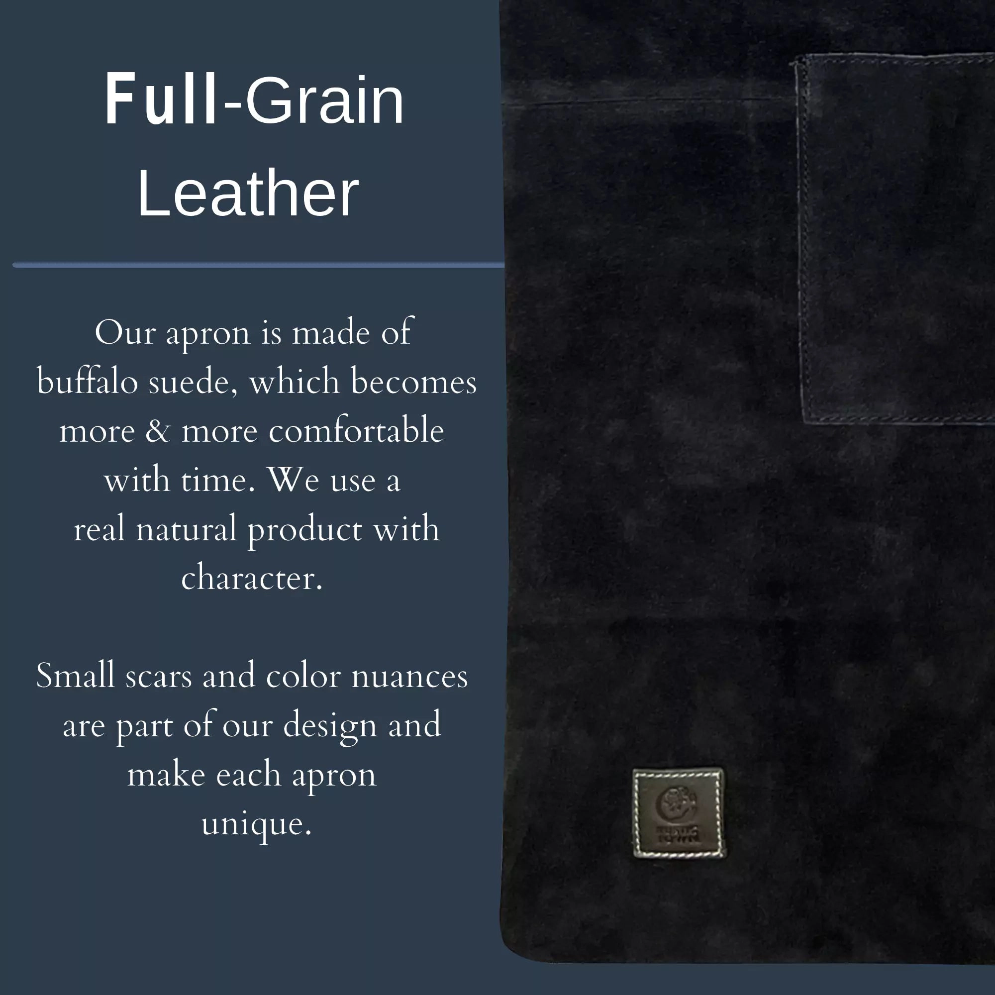 Kuche Leather Grill Work Apron Woodworking Shop Apron (Blue)