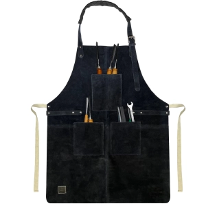 Kuche Leather Grill Work Apron Woodworking Shop Apron (Blue)
