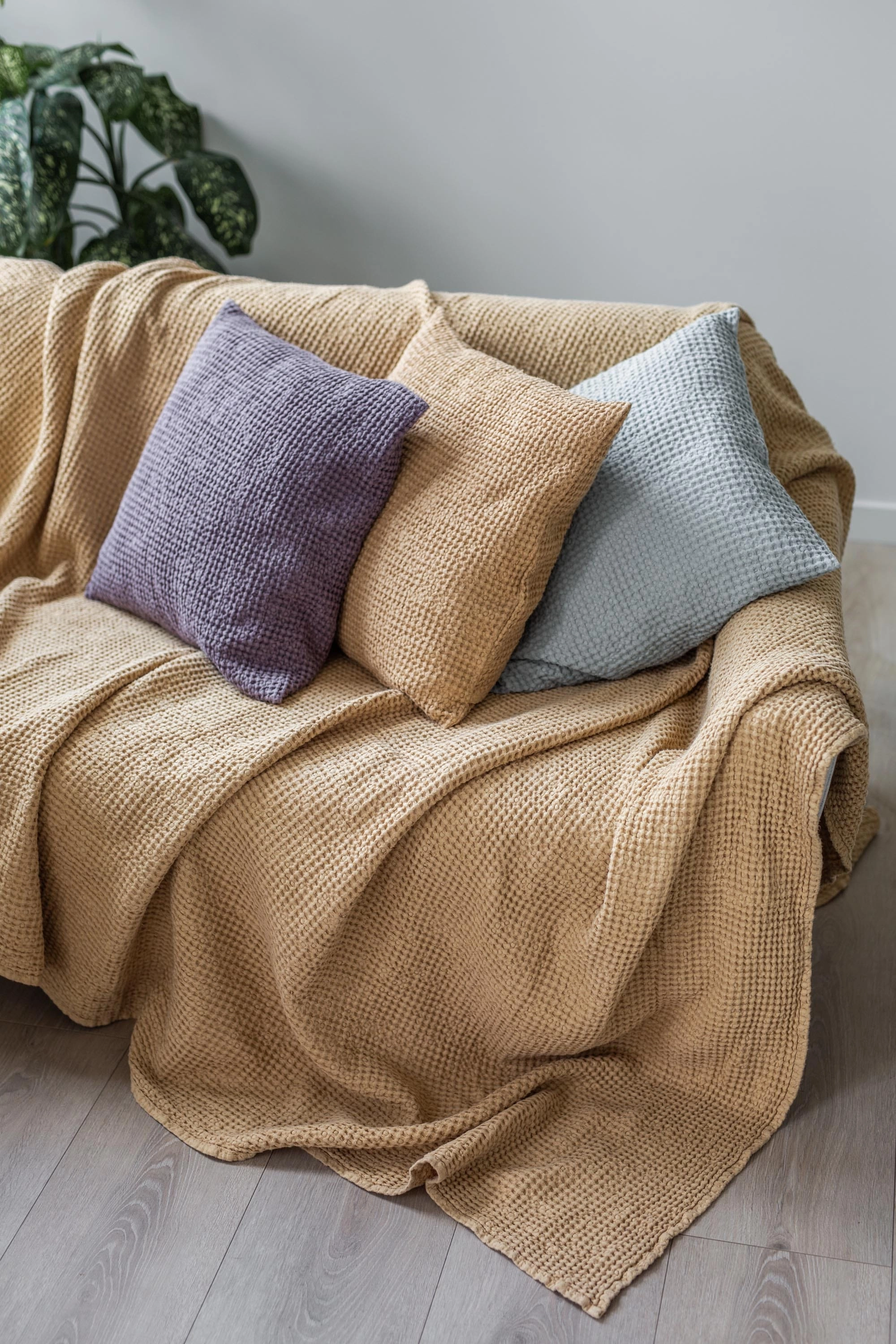 Linen Waffle Blanket | Mustard