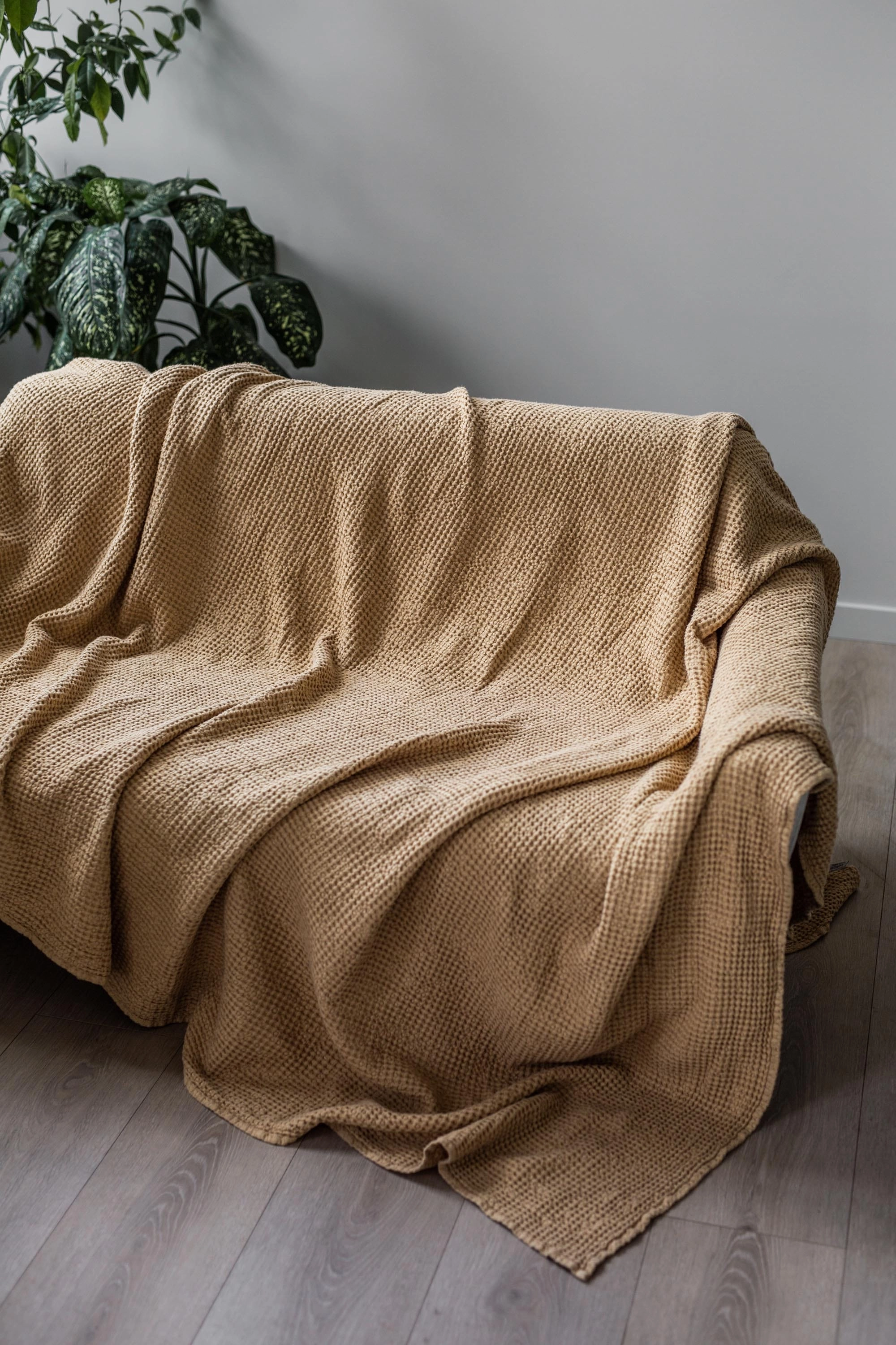 Linen Waffle Blanket | Mustard