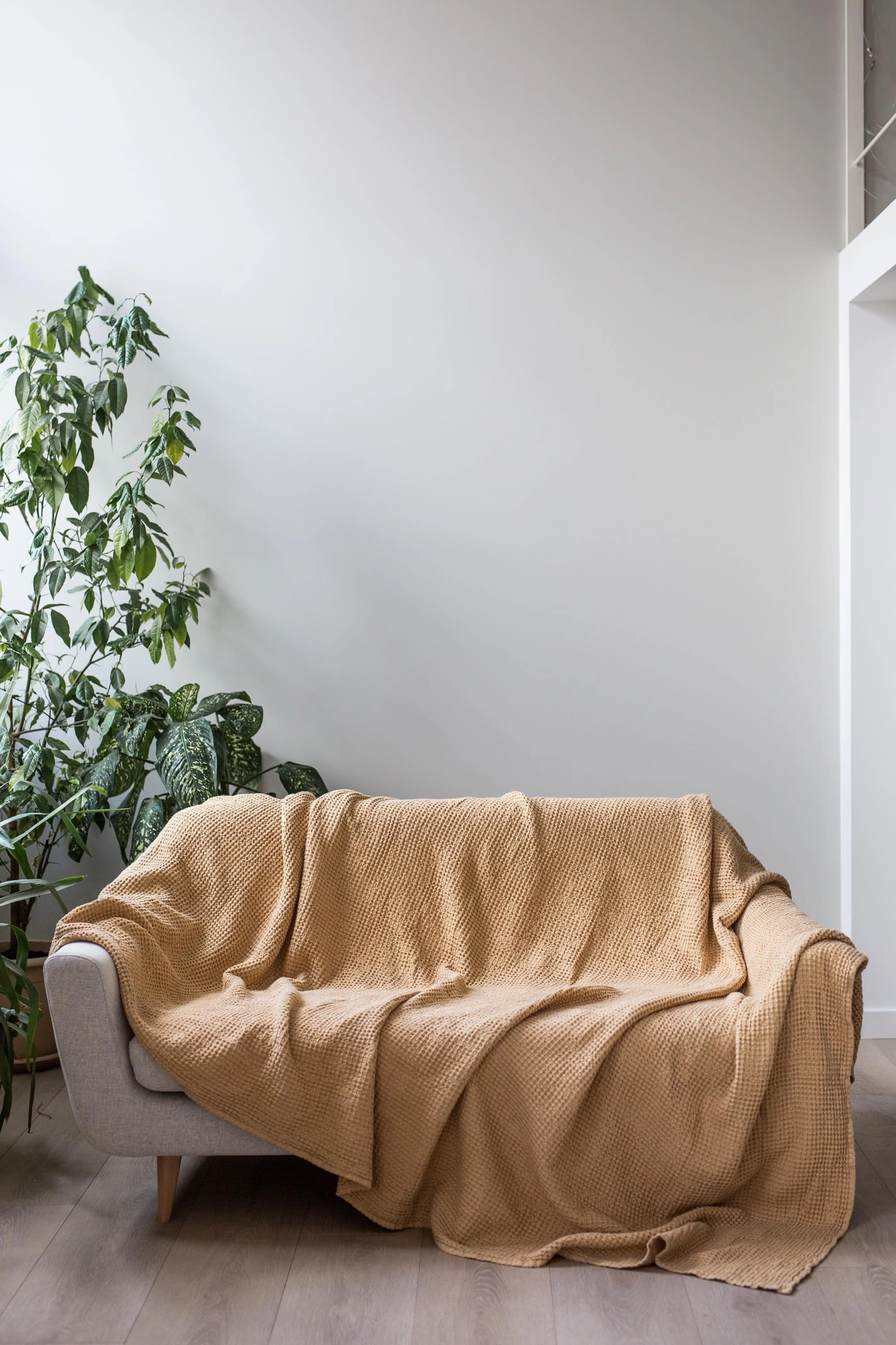 Linen Waffle Blanket | Mustard