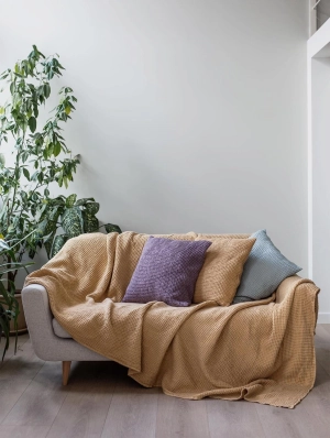 Linen Waffle Blanket | Mustard