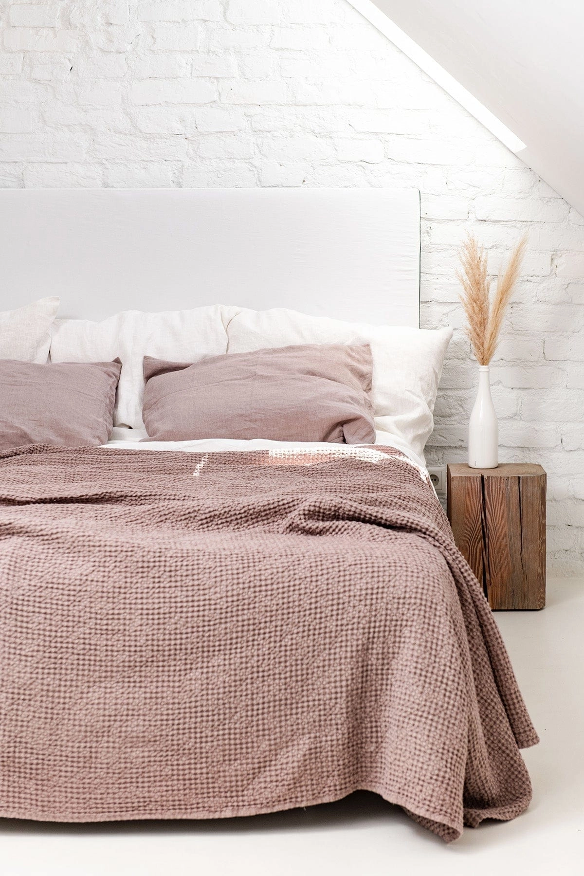 Linen Waffle Blanket | Rosy Brown