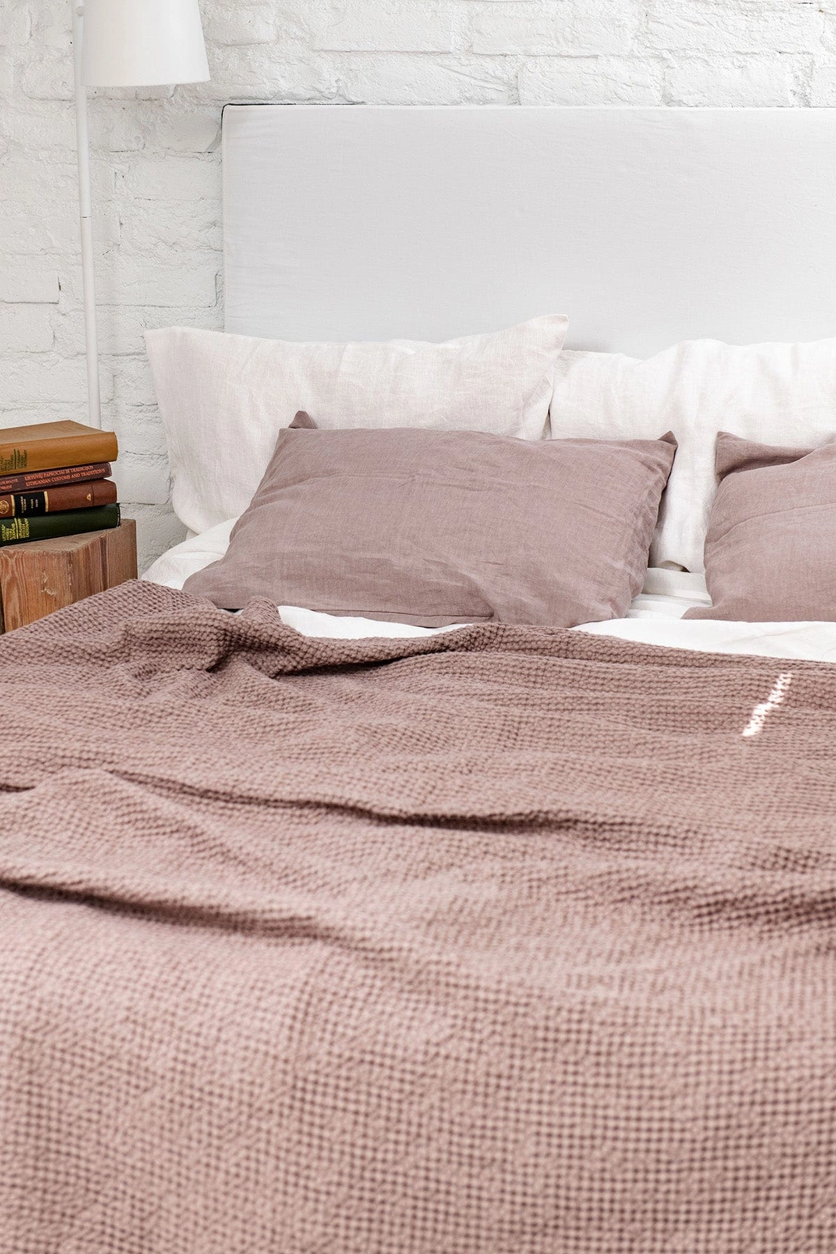 Linen Waffle Blanket | Rosy Brown
