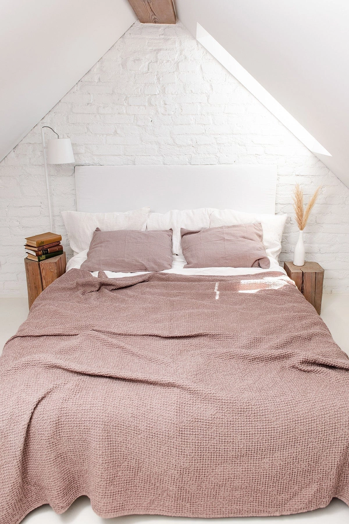 Linen Waffle Blanket | Rosy Brown