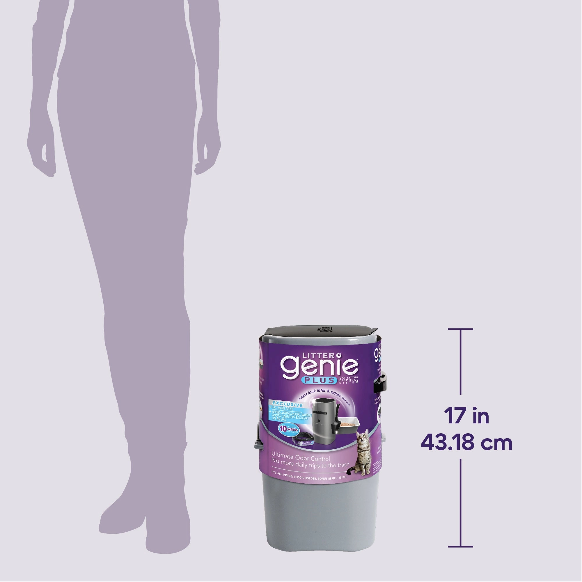Litter Genie Plus Cat Litter Waste Disposal System, Silver