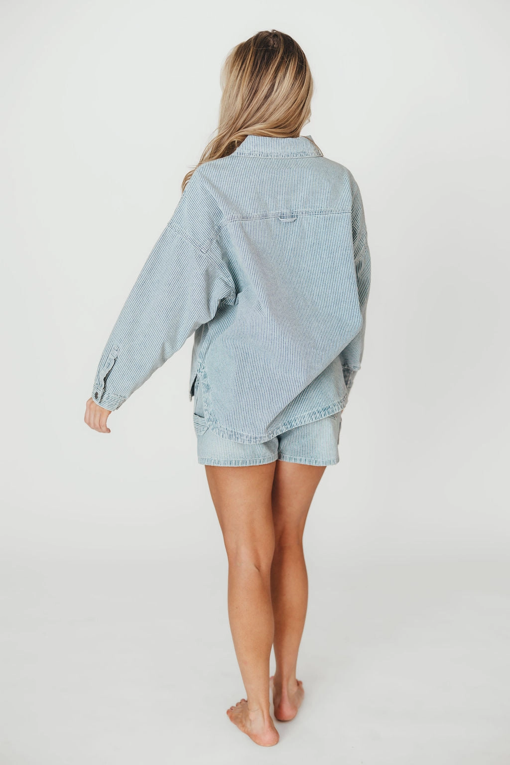 Macie Jean Jacket in Denim/White