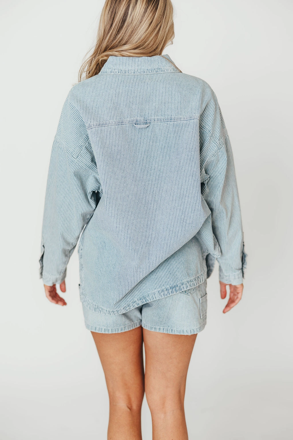 Macie Jean Jacket in Denim/White