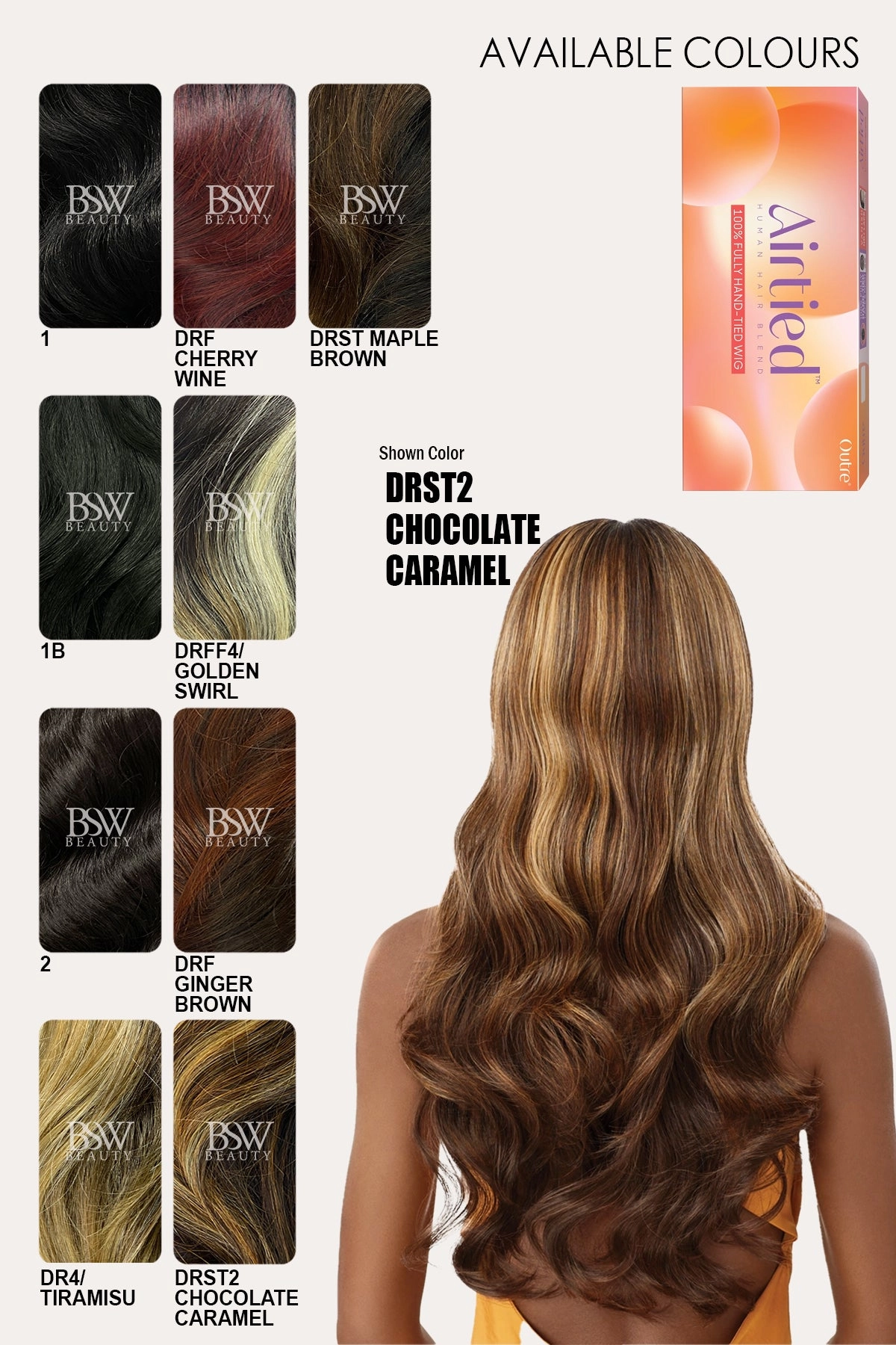 OUTRE AIRTIED HUMAN HAIR BLEND 100% FULLY HAND TIED WIG - GLAM WAVES 28"