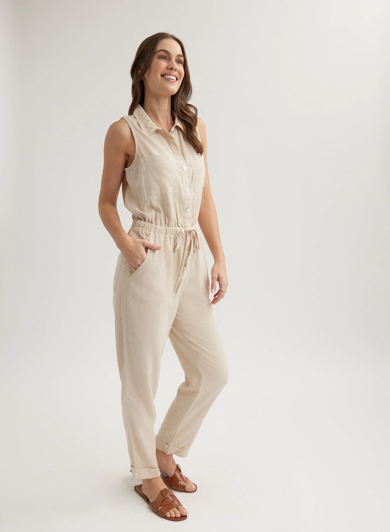 Pocket Jumpsuit - Linen Sand