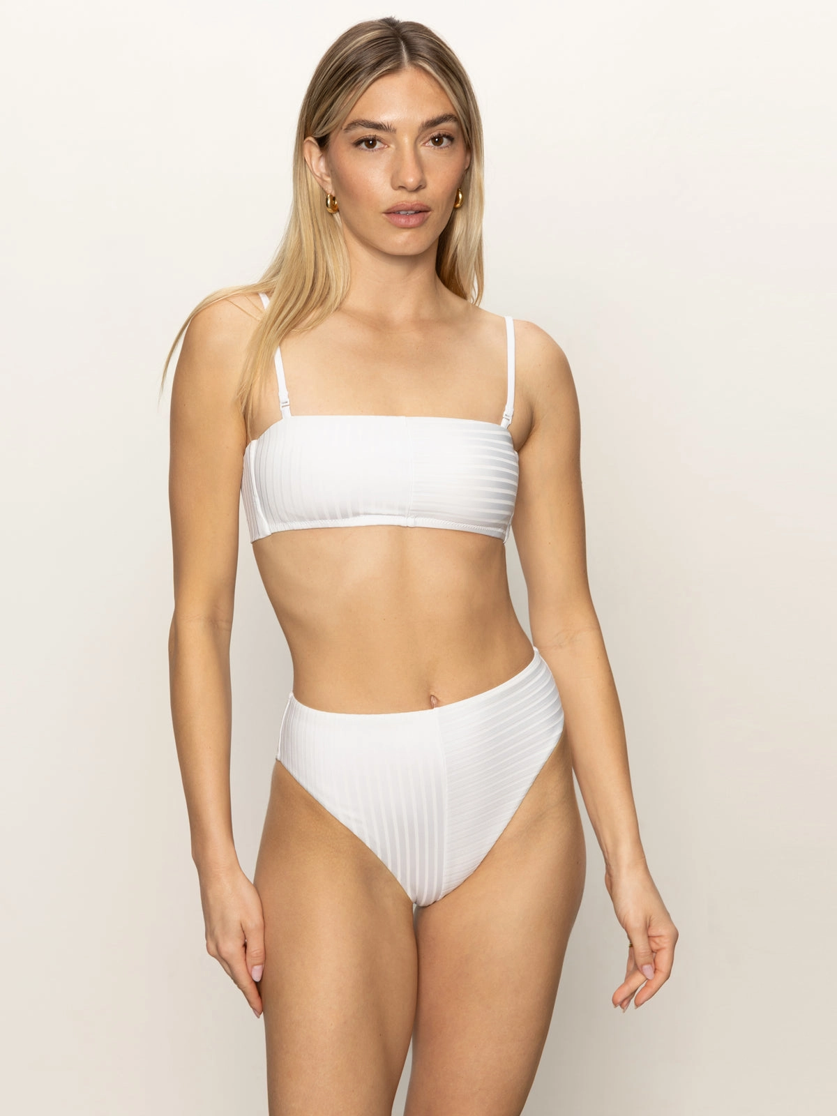 Refresh Rib Bandeau Bikini Top White