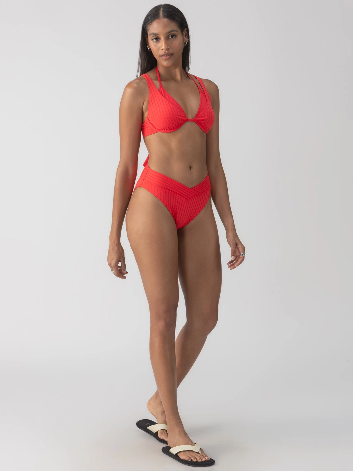 Refresh Rib Double Layer Underwire Bikini Top Mars Red