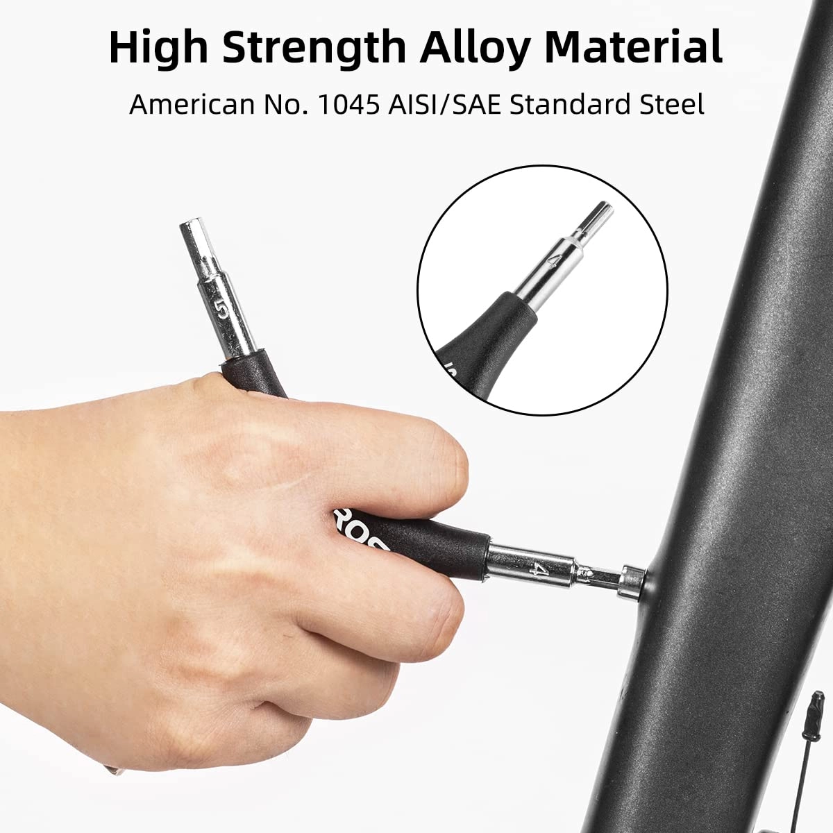 ROCKBROS 3-in-1 Allen Hex Wrench Set, 4/5/6mm Sizes, Black Silver, Steel and PVC