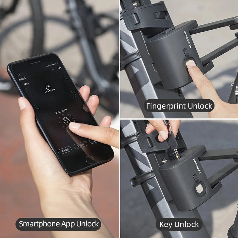 ROCKBROS Folding Bike Lock Smart Fingerprint Heavy Duty Anti Theft Bike Lock