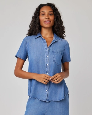 Short Sleeve Pocket Button Down - Moonlit Haze Wash