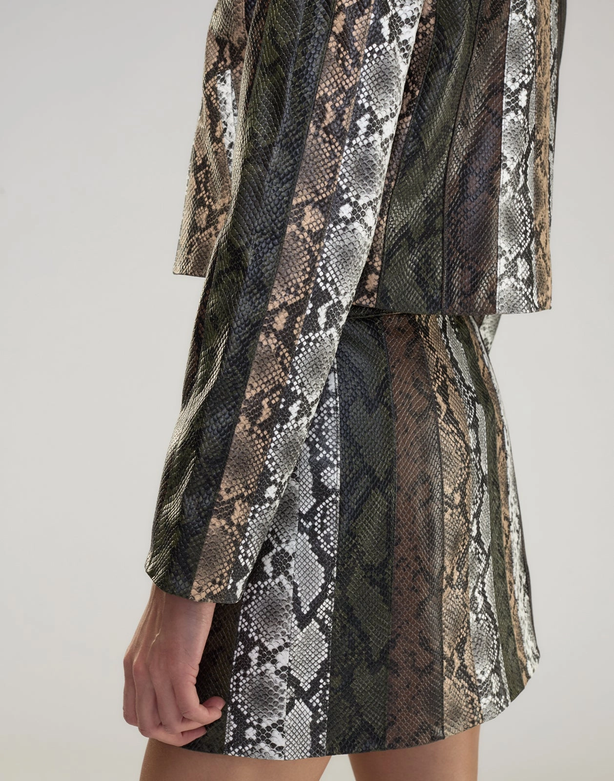 Snake-Embossed Vegan Leather Skirt