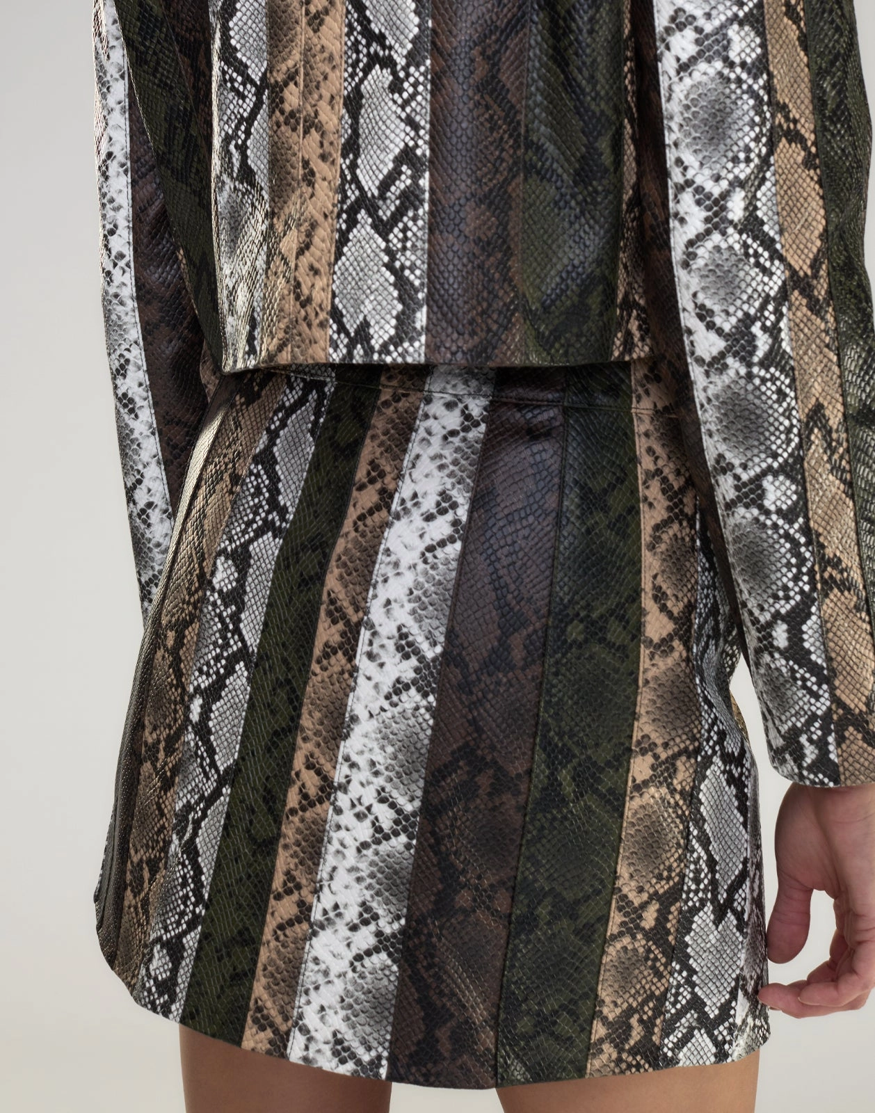 Snake-Embossed Vegan Leather Skirt