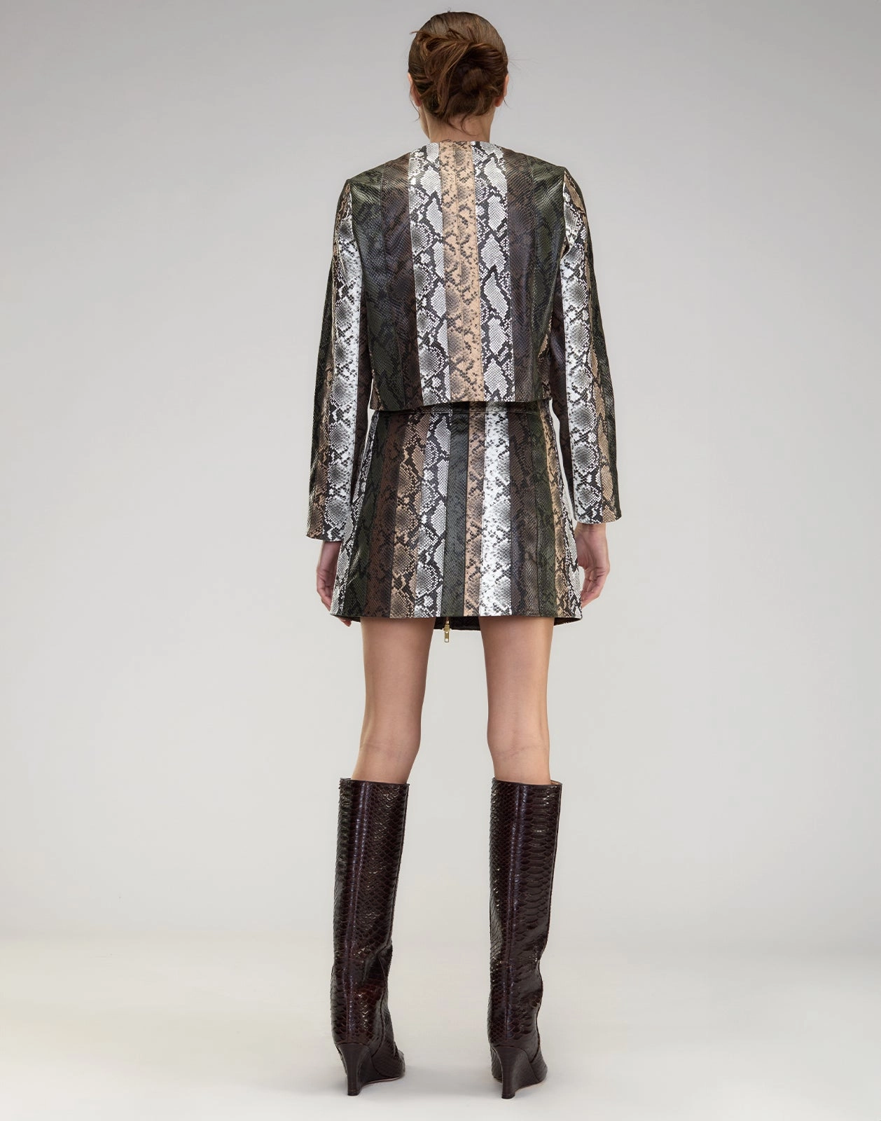 Snake-Embossed Vegan Leather Skirt
