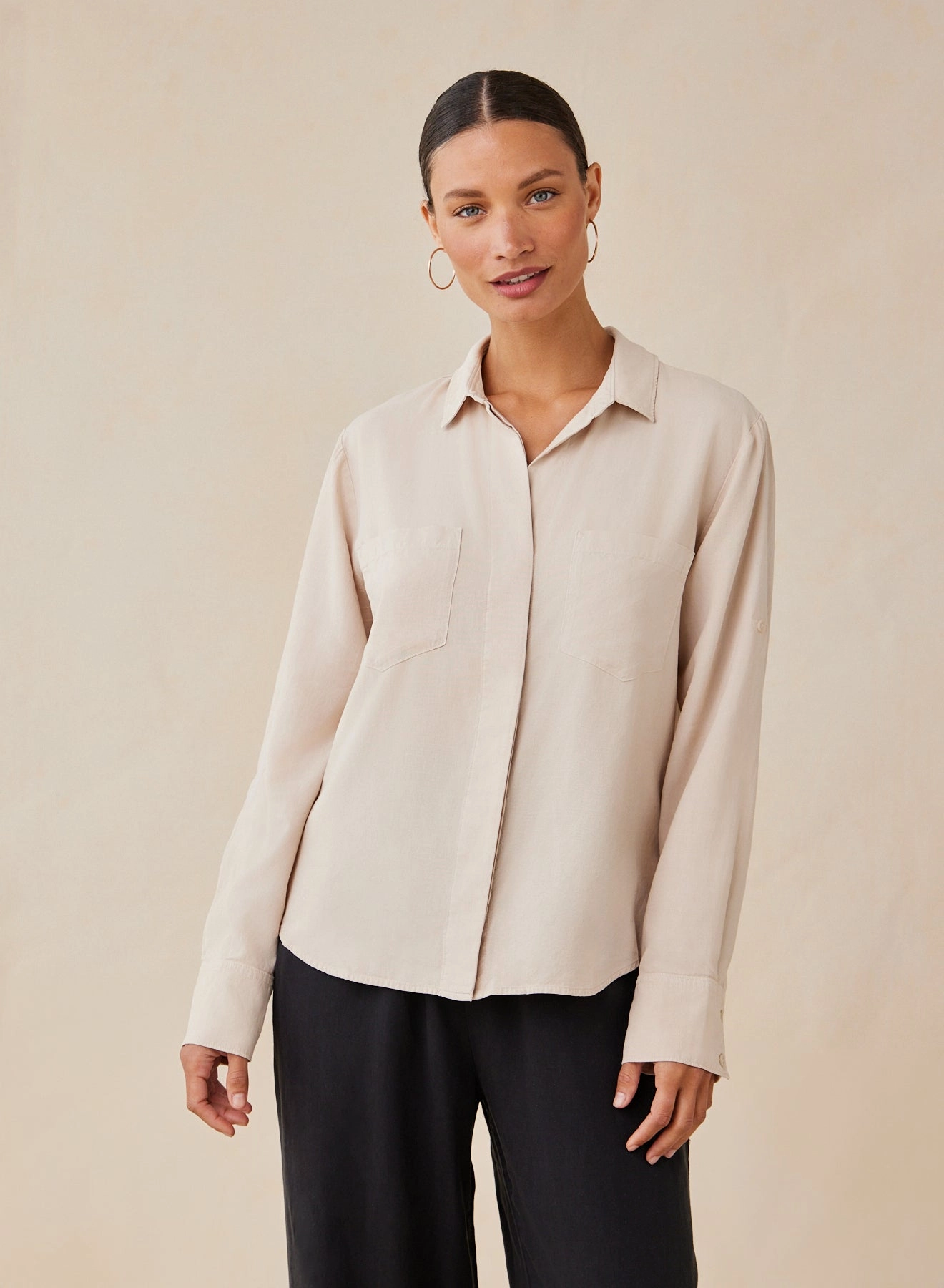 Split Back Button Down - Linen Sand