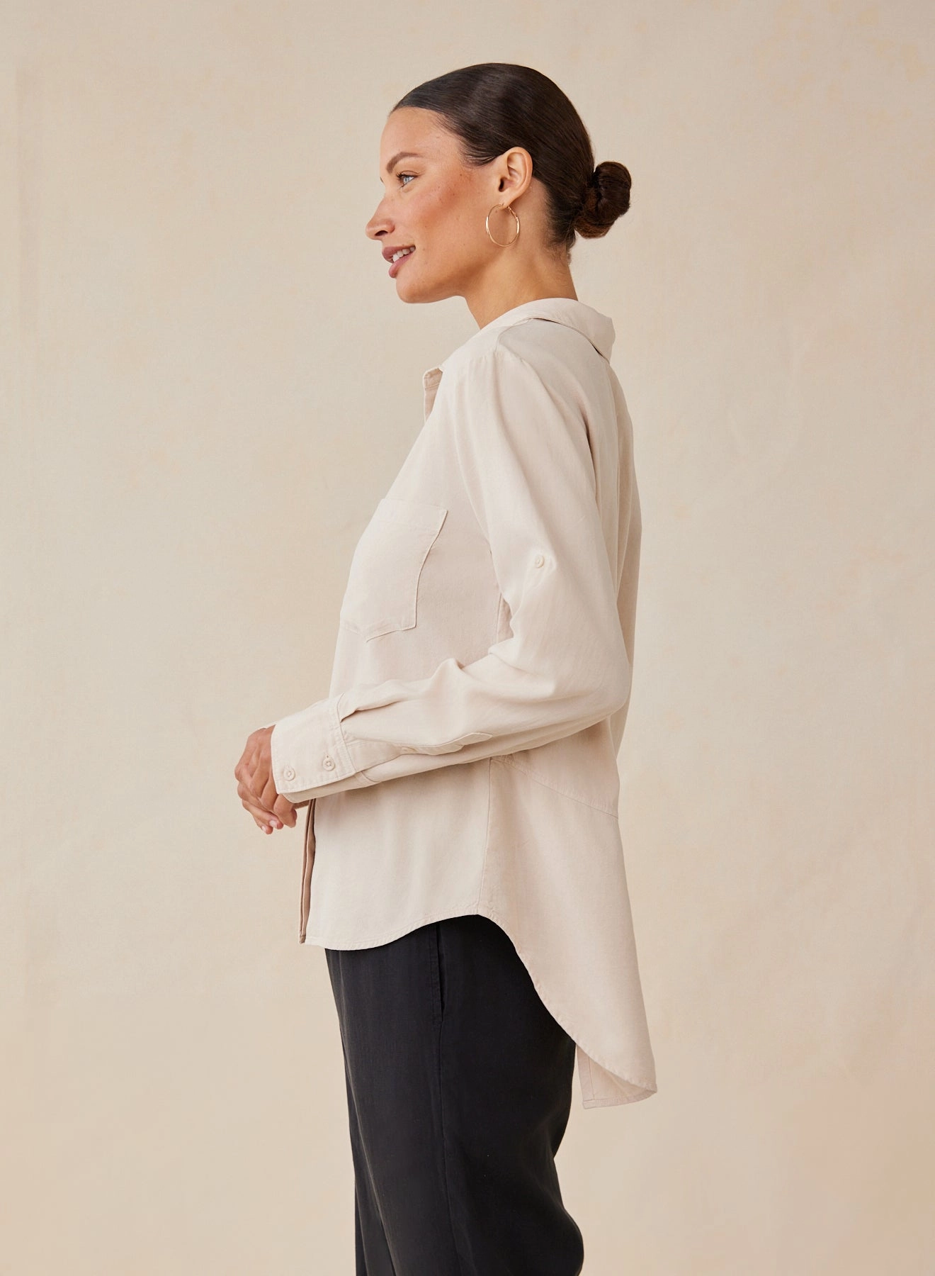 Split Back Button Down - Linen Sand