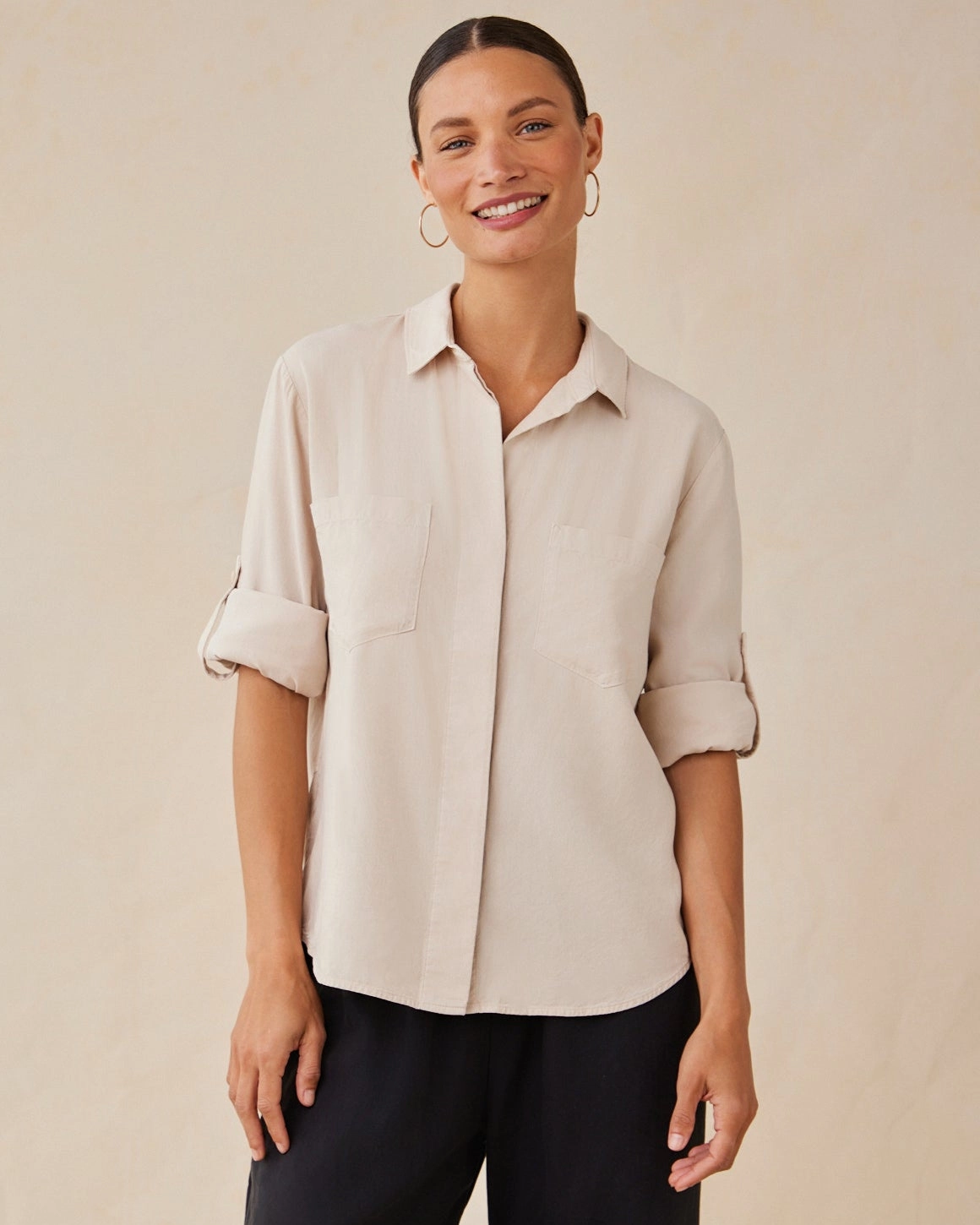 Split Back Button Down - Linen Sand