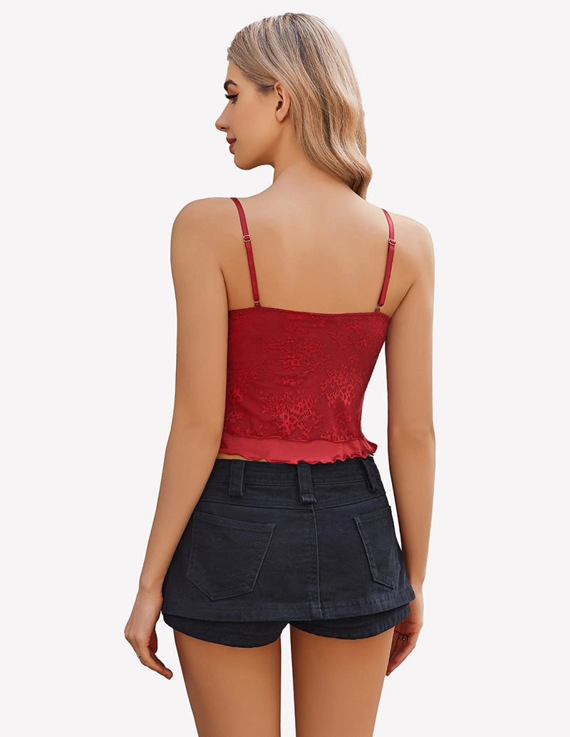 Tank Top Going Out Y2k Lace Tops