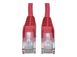 Tripp Lite 350 MHz Snagless Molded (UTP) Ethernet Cable (RJ45 M/M) - Red, 1 ft. - Patch cable - RJ-45 (M) to RJ-45 (M) - 1 ft N001-001-RD