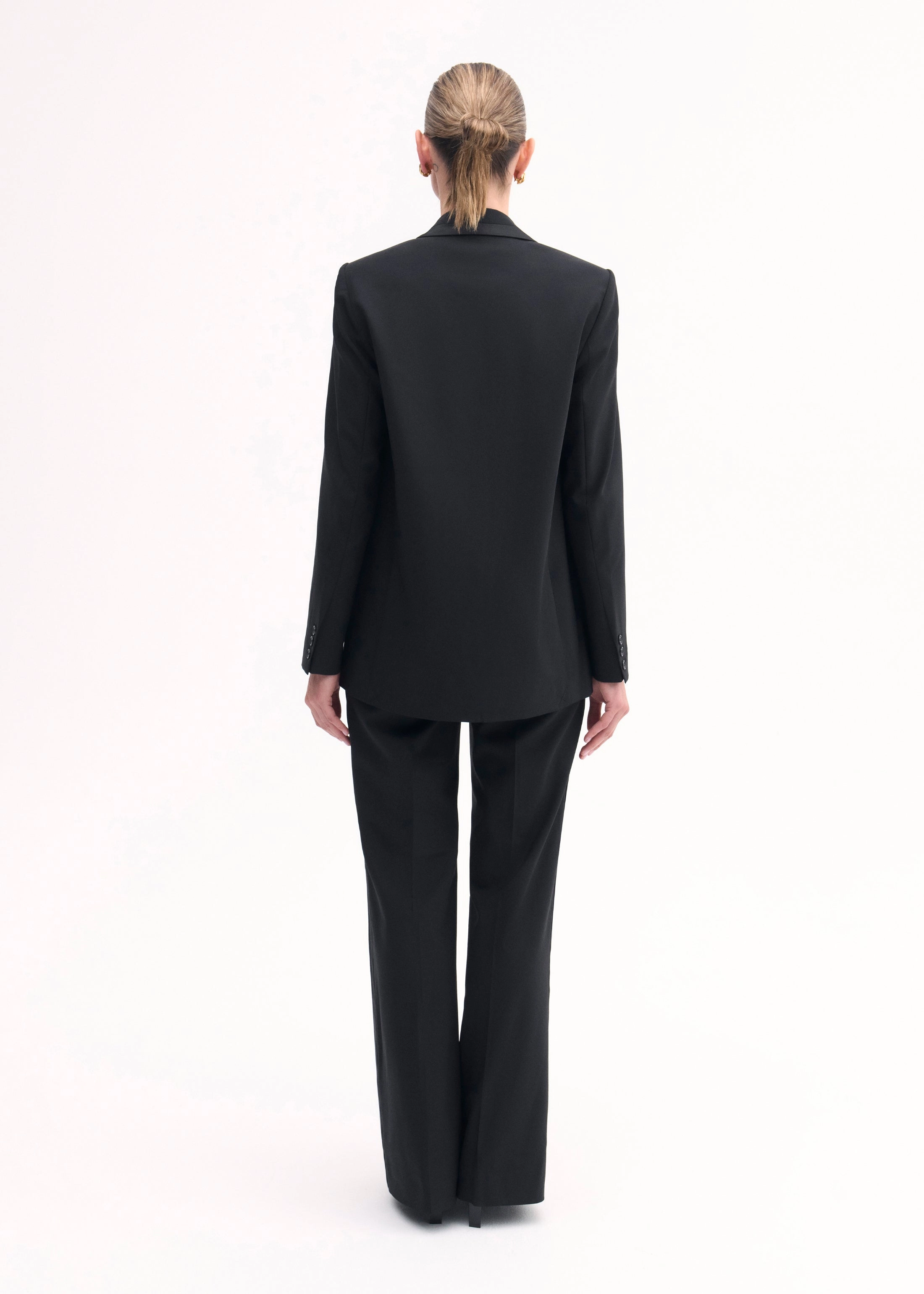 Tuxedo Jacket in Wool and Silk - Black