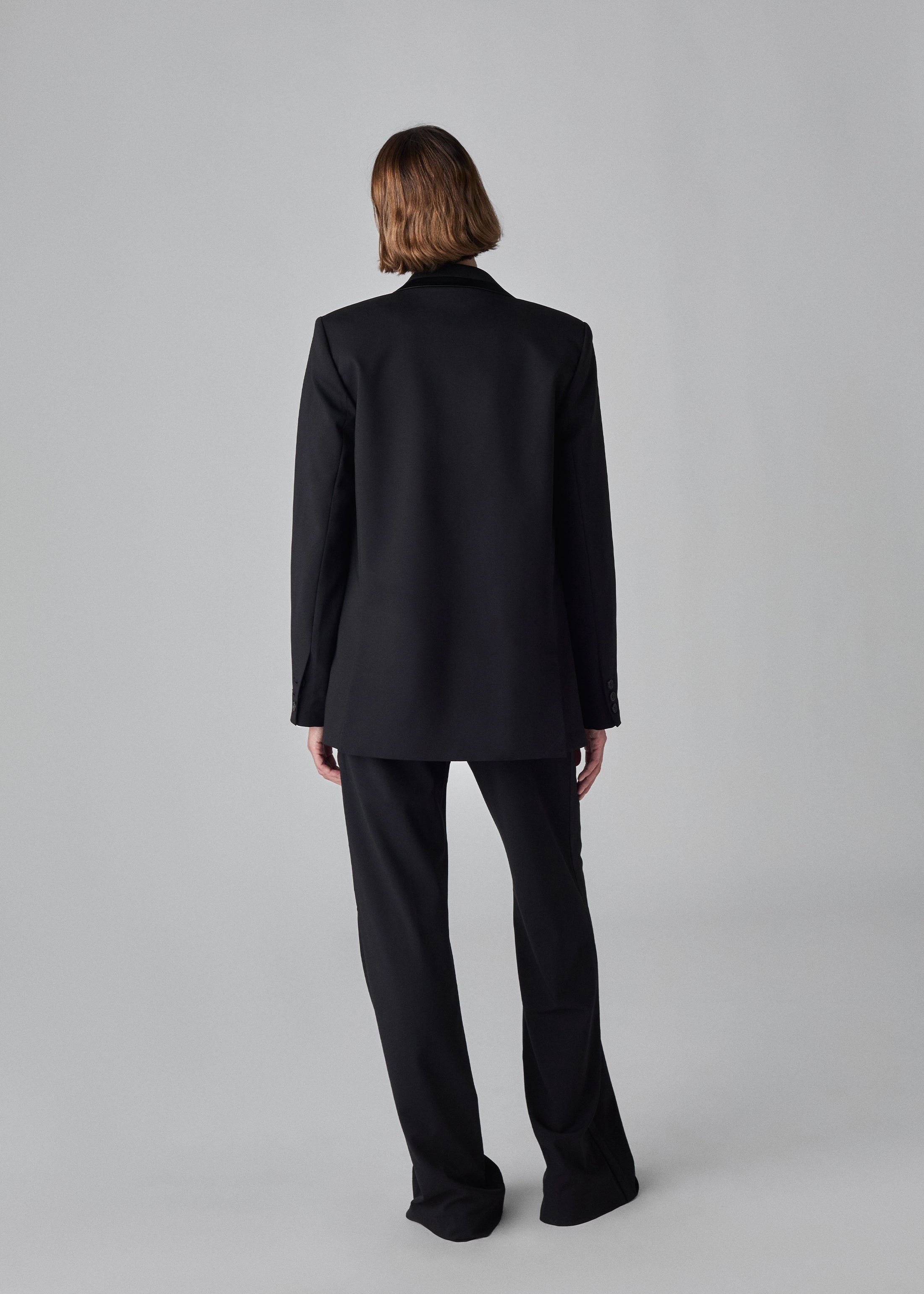 Tuxedo Jacket in Wool and Silk - Black