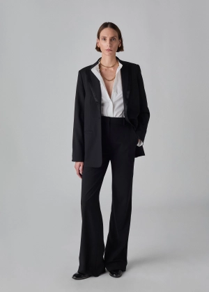 Tuxedo Jacket in Wool and Silk - Black