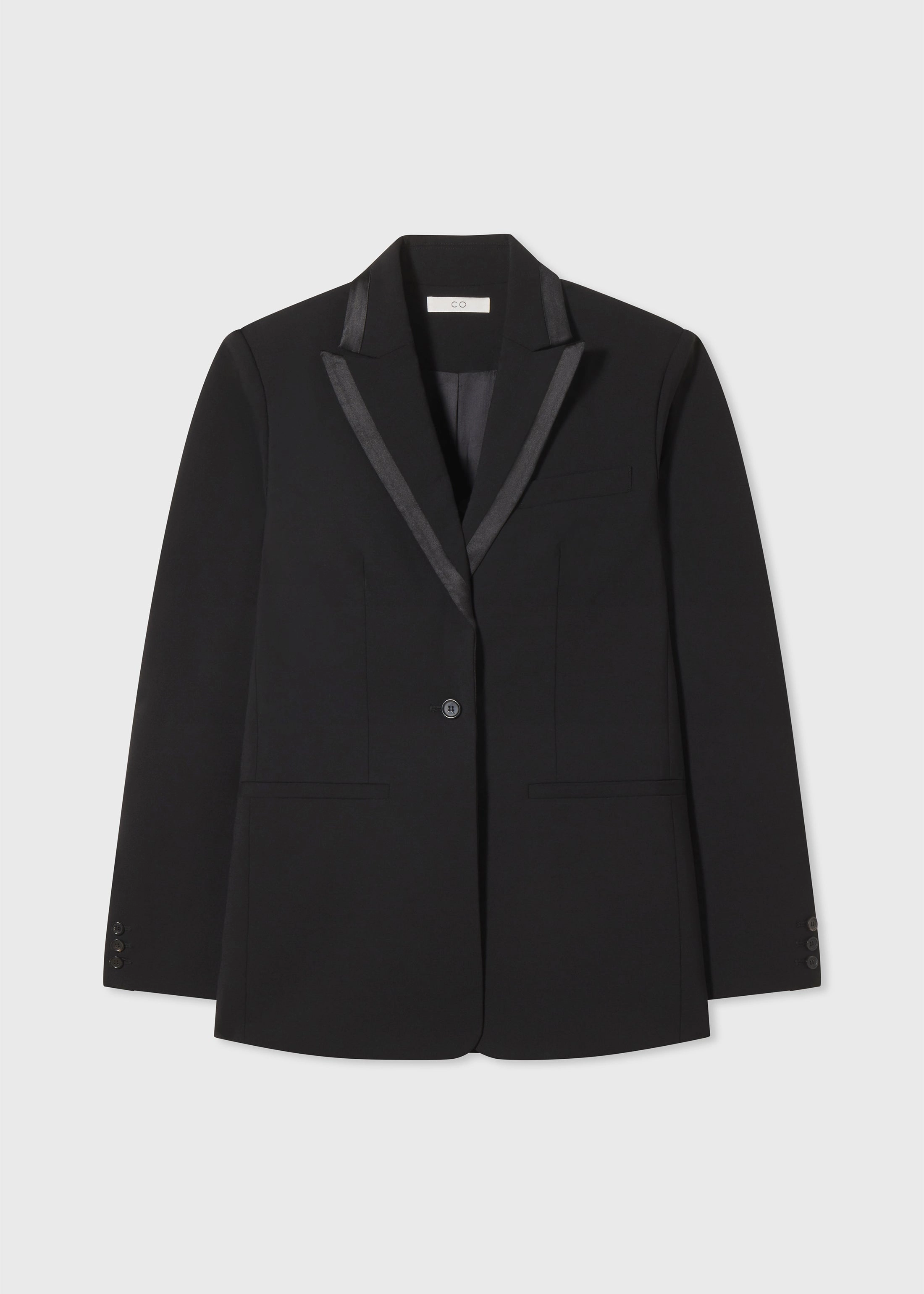 Tuxedo Jacket in Wool and Silk - Black