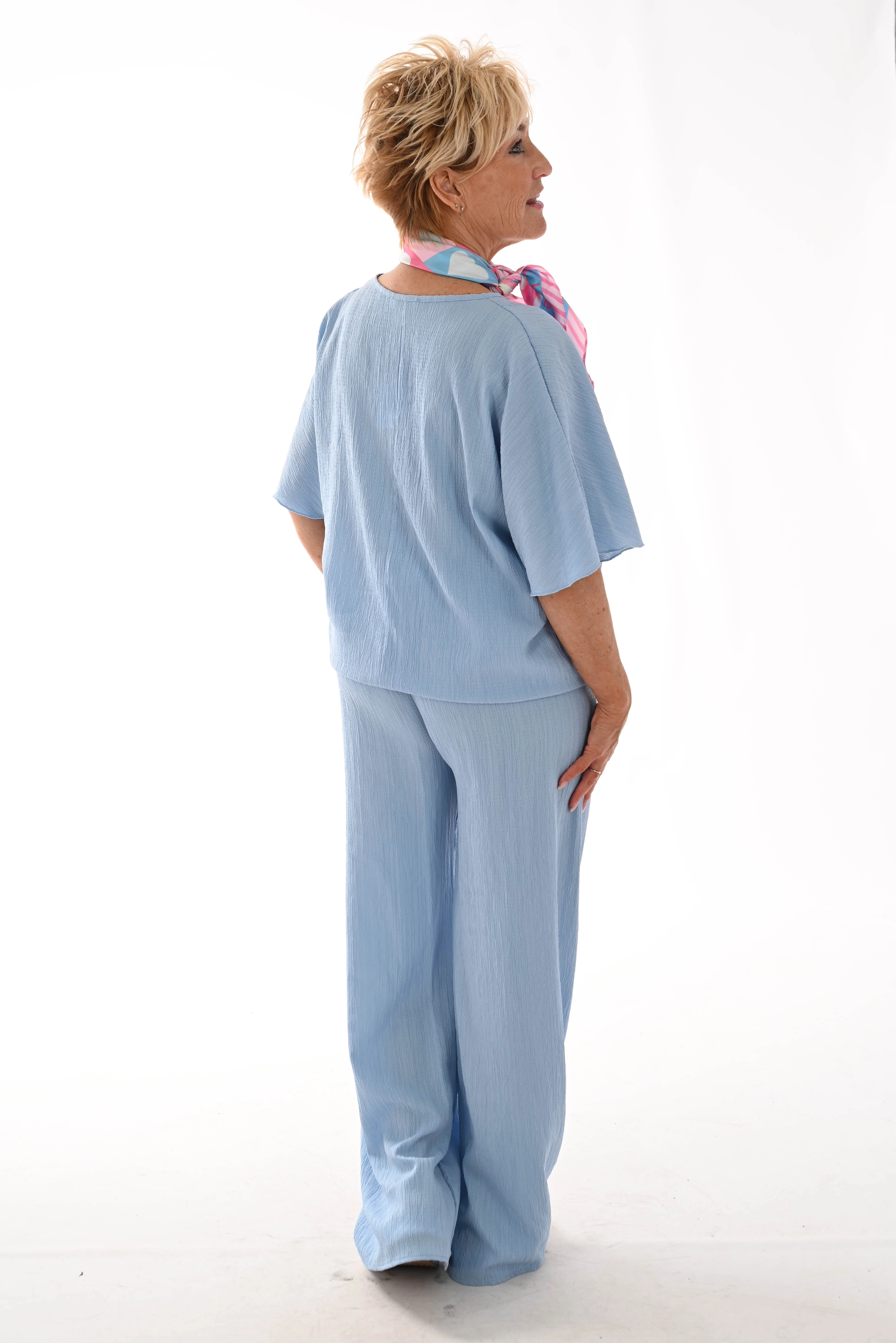 Tweedelig set knoopdetail blauw