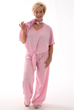 Tweedelig set knoopdetail roze